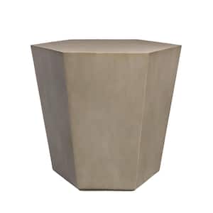 24 in. Beige Hexagon Magnesium Oxide Concrete Outdoor Patio Coffee Table, Side Table