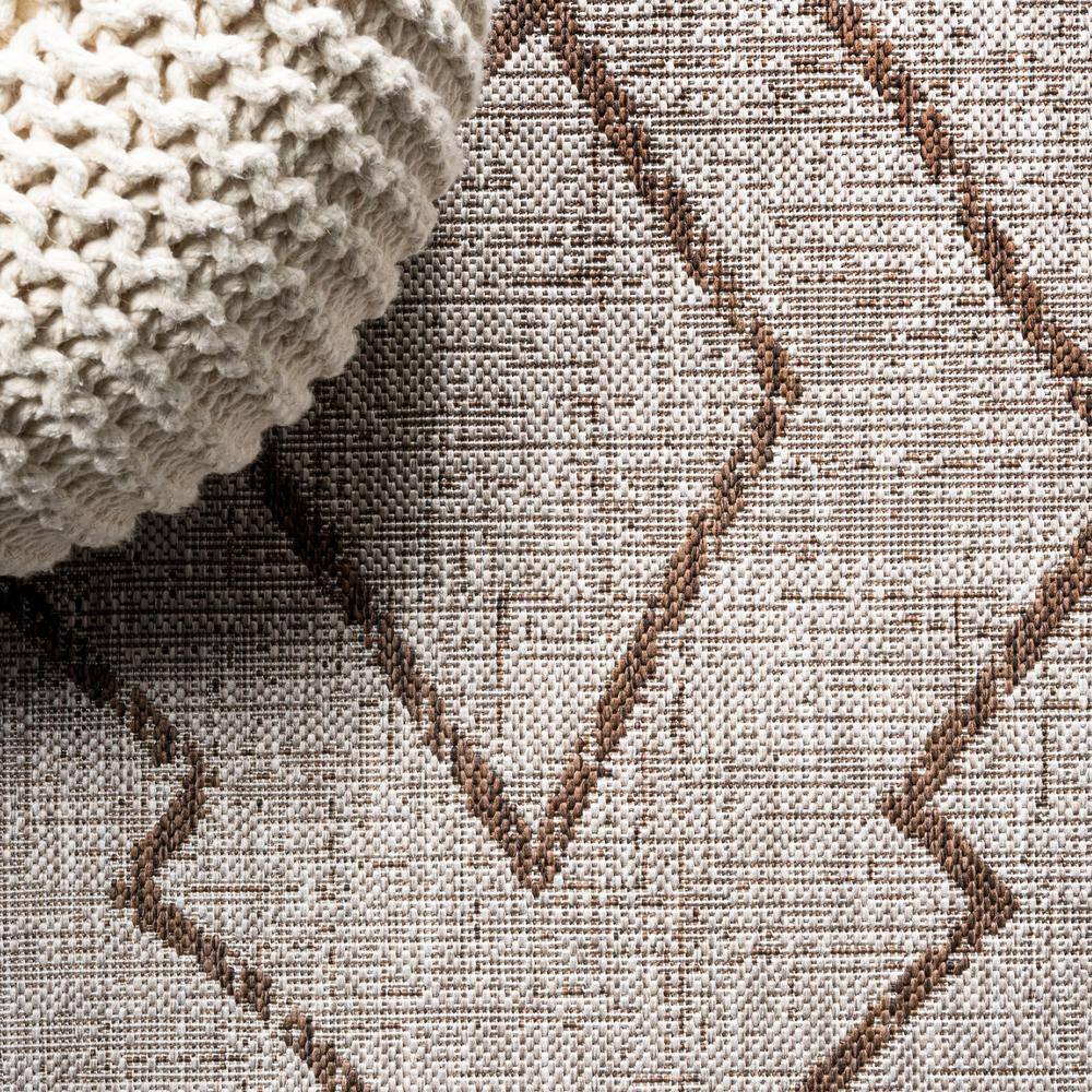 Carwa Handmade Trellis Beige/Brown Synthetic Area Rug - 2x10