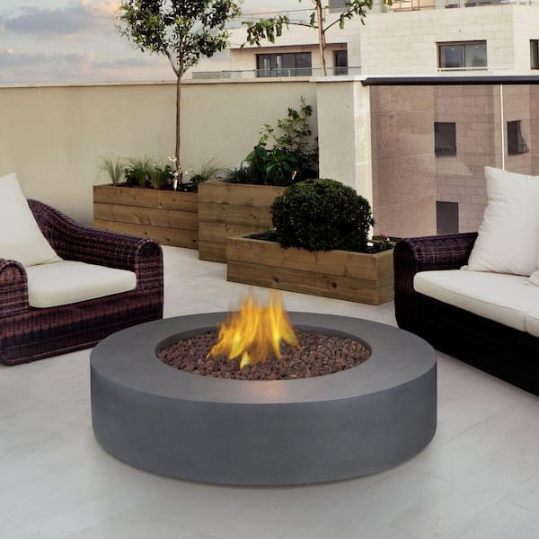 Real Flame Mezzo 42 in. Round Propane Gas Fire Pit in Flint Gray