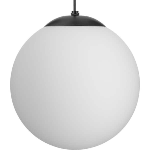 Progress Lighting Atwell Collection Matte Black and Opal Glass Globe Large Hanging Pendant Light