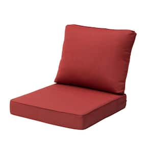 24 in. x 25 in. 2-Piece Deep Seating Outdoor Sectional Cushion in Red