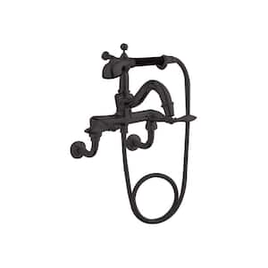 Finial Lever 2-Handle Claw Foot Tub Faucet with Hand Shower in Oil-Rubbed Bronze