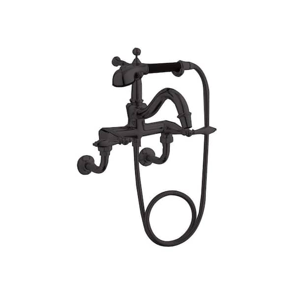 KOHLER Finial Lever 2-Handle Claw Foot Tub Faucet with Hand Shower in Oil-Rubbed Bronze