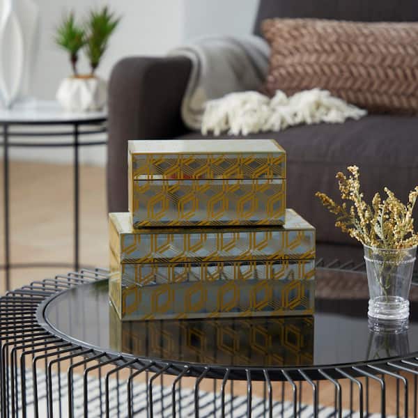 Gold Wood Box (Set of 2)