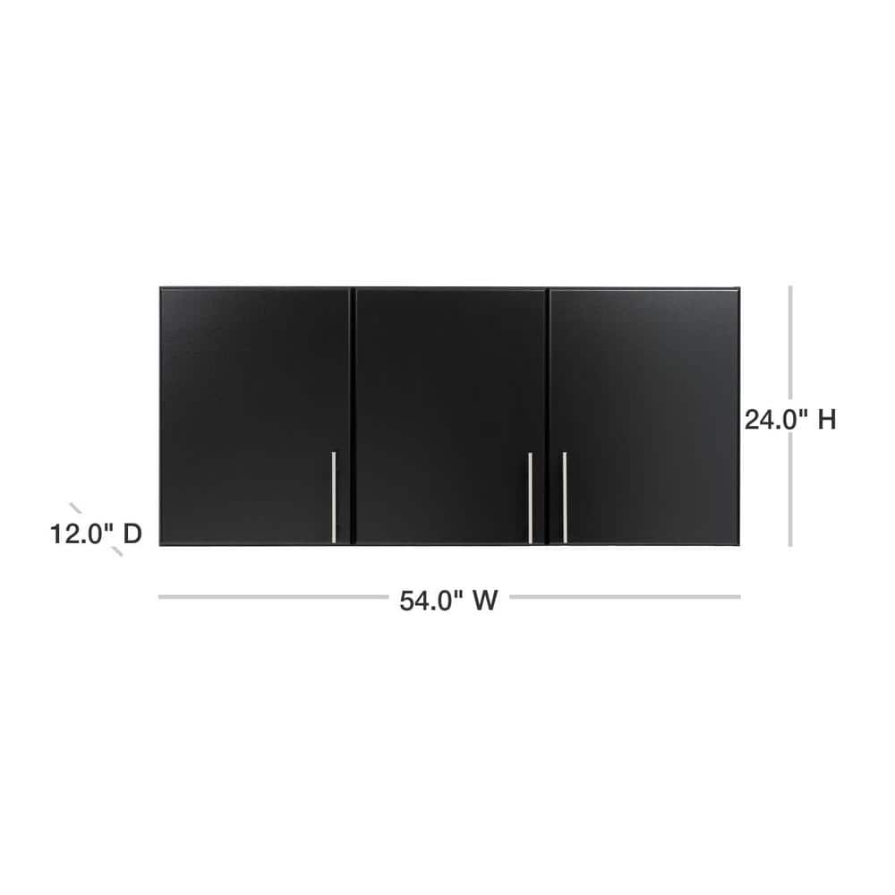 Elite 54" Black Laminated Wall Cabinet with Adjustable Shelving