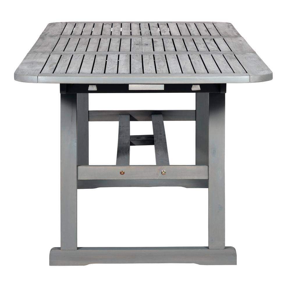 Grey Wash Acacia Wood Extendable Outdoor Dining Table