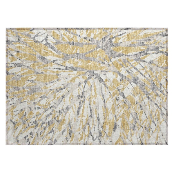 Chantille Machine Washable Indoor/Outdoor Abstract ACN2651 Gold 2 ft. x 3 ft. Accent Rug