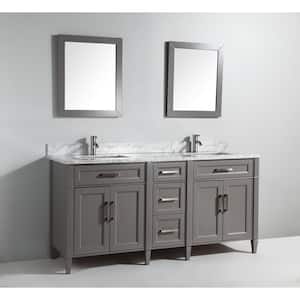 Savona 72 in. W x 22 in. D x 36 in. H Bath Vanity in Grey with Vanity Top in White with White Basin and Mirror