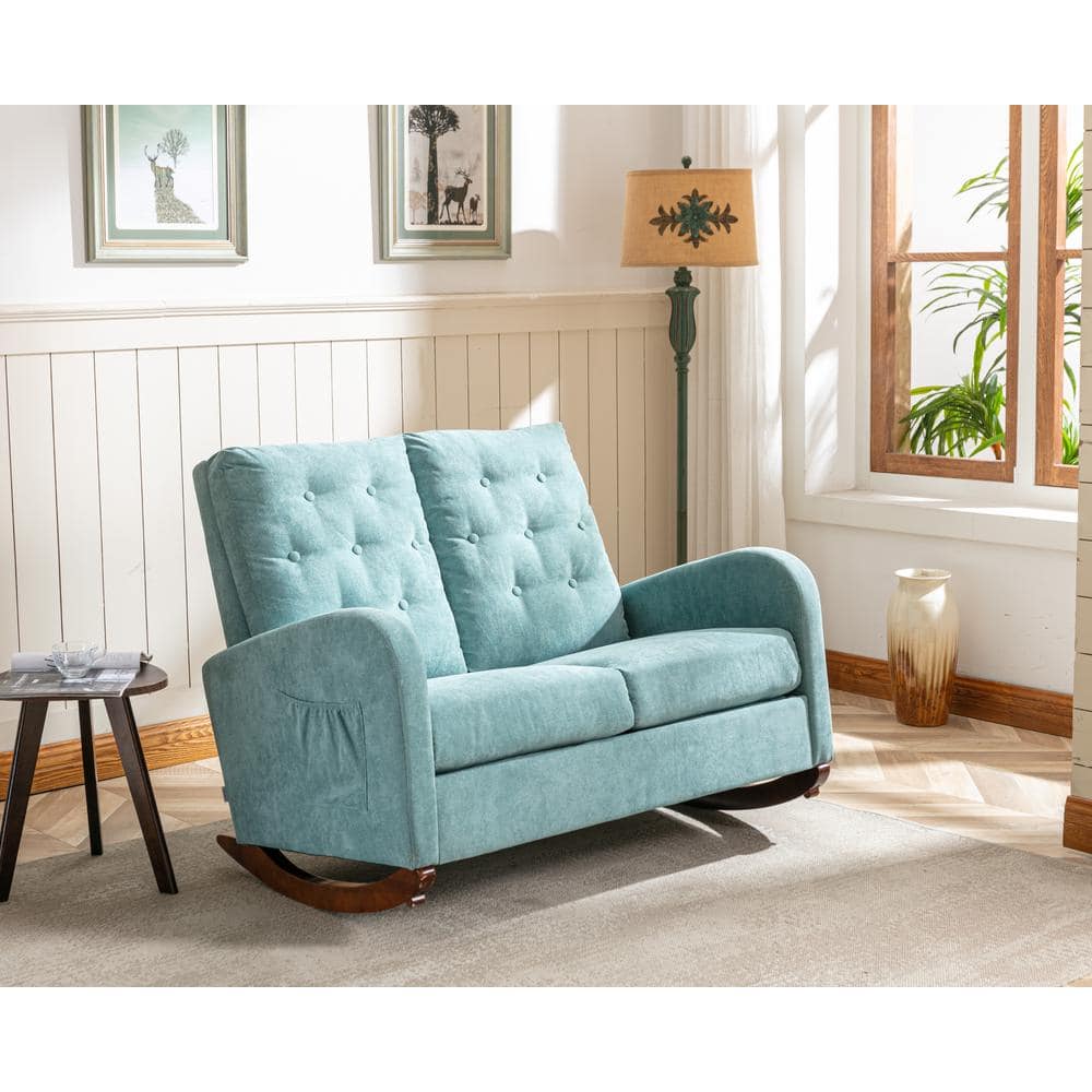 GOJANE Mint Green Upholstery Living Room Comfortable Rocking Loveseat Sofa Chair -  W39540397LWY