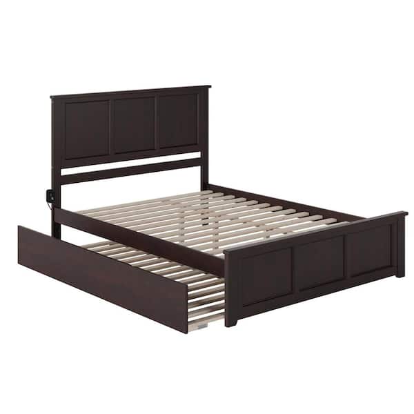 Espresso Atlantic Furniture Metro Bed with Matching Footboard and Twin Extra Long Trundle Queen 