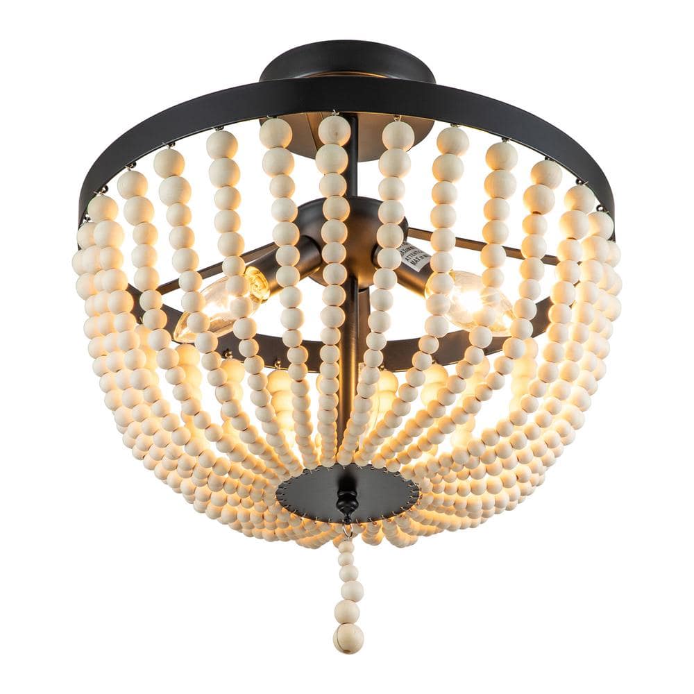 Bohemian Gold and Glass Beaded Dome Semi-Flush Mount Light