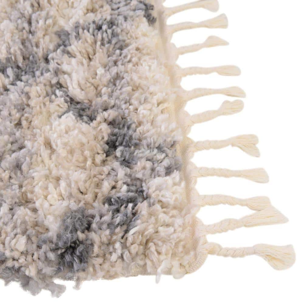 Elevated Comfort Geometric Beige 8' x 10' Braided Shag Rug