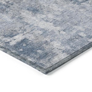 Blue 8 ft. x 10 ft. Woven Abstract Rectangle Indoor/Outdoor Area Rug