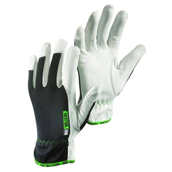 Hestra JOB Kobolt Size 8 Medium Goatskin Leather PalmReinforced Fingers Glove in White and Black