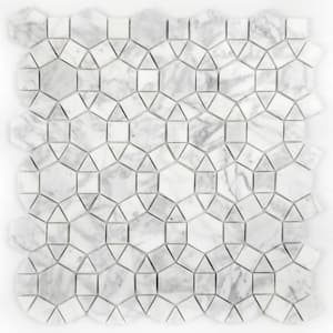 Hollywood Regency Calacatta White Ring Mosaic 12 in. x 12 in. Marble Decorative Wall Tile (10 sq. ft./Case)