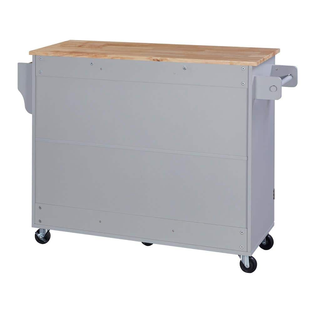 ANTFURN Grey-Blue Kitchen Cart with Drawers; Locking Casters; Shelf ...