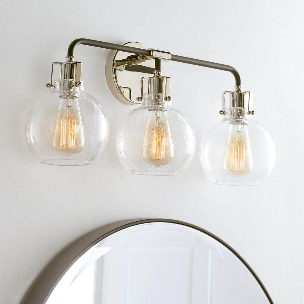 Clara Polished Nickel & Textured Black 1-Light Dimmable Jelly Jar Sconce