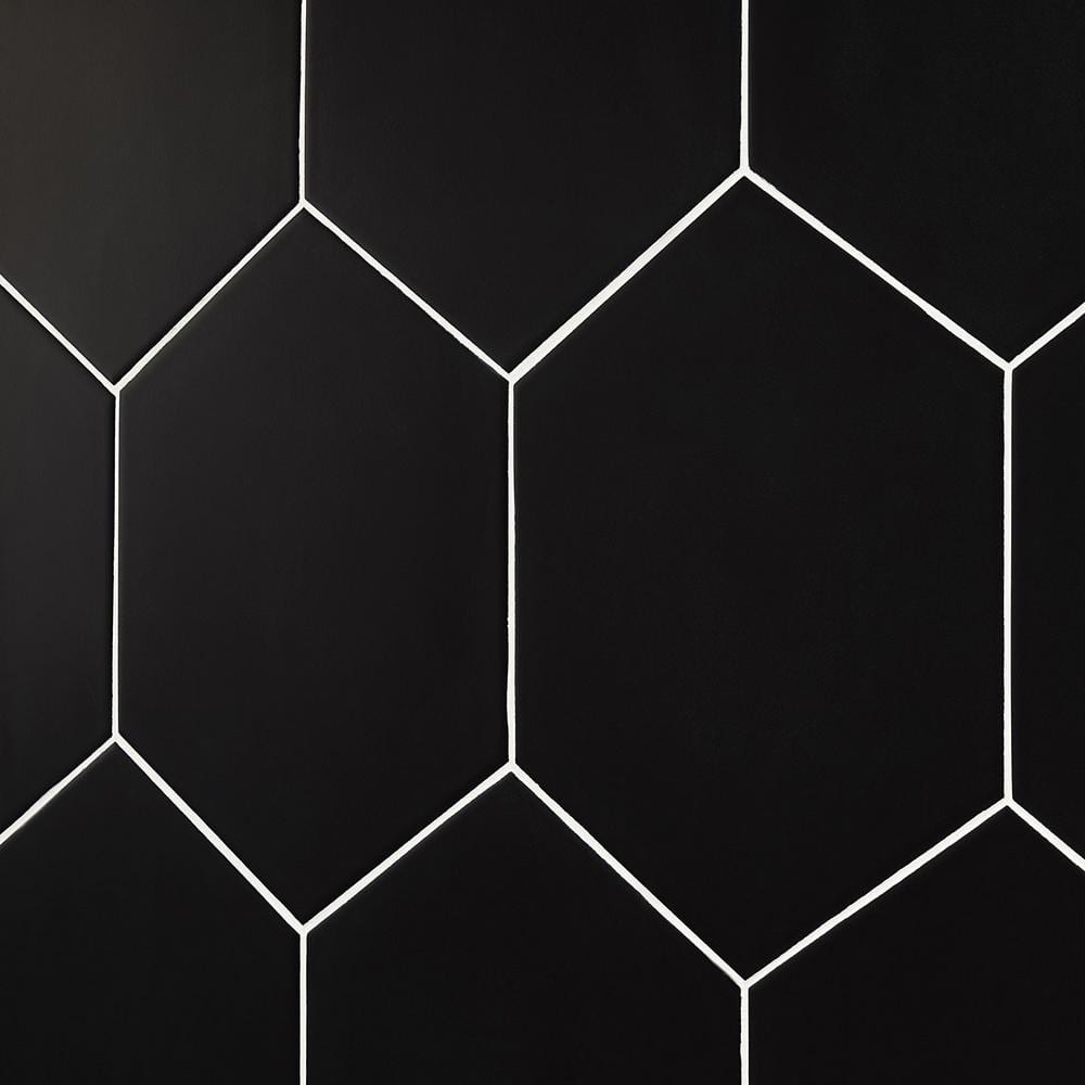 Master Hex 10" x 11" Matte Black Porcelain Tile