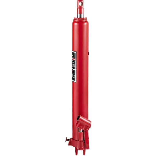 Hydraulic Long Ram Jack, 3 Tons/6600 lbs. Capacity, with Single Piston Pump and Clevis Base, Manual Cherry Picker, Red