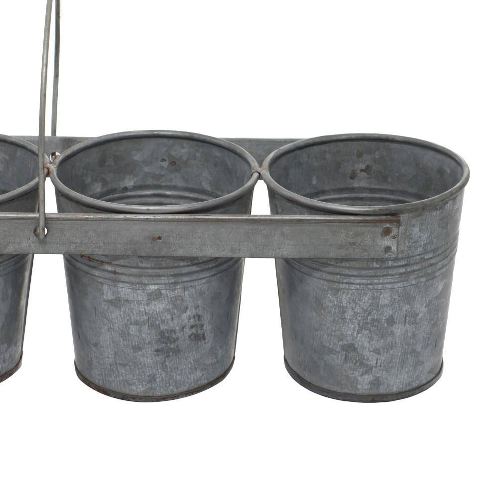 23" Gray Iron 5-Pail Farmhouse Planter with Arched Handles