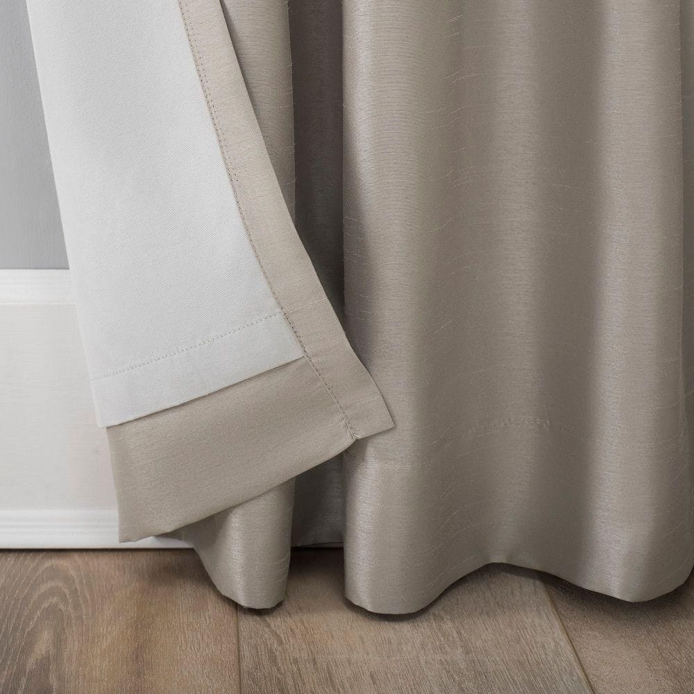 Stone Beige Faux Silk Blackout Curtain Panel, 50" x 63"