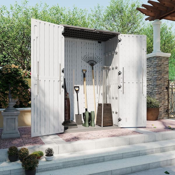 4.3 ft. W x 2.4 ft. D Durable Resin Plastic Storage Shed with Double Door (9.5 sq. ft.)