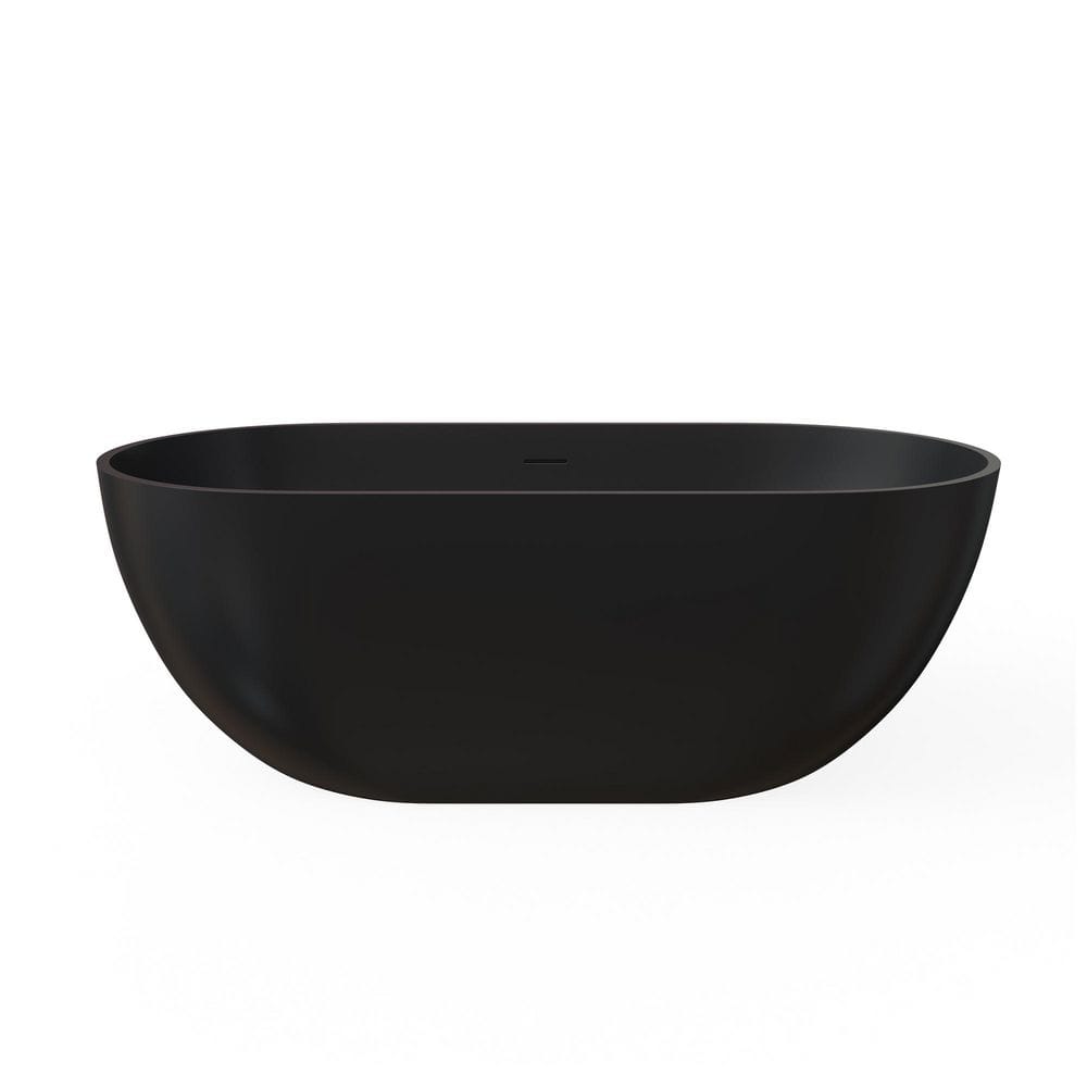 59.1 in. x 29.5 in. Deep Soak Solid Surface Freestanding Soaking Bathtub with Slip-Resistant Bottom in Matte Black price history on PriceWatchPro