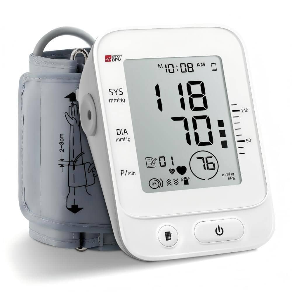 Large Upper Arm Blood Pressure Monitor with Voice Broadcast, High Accuracy and 99 Memory, White (1-Pack)
