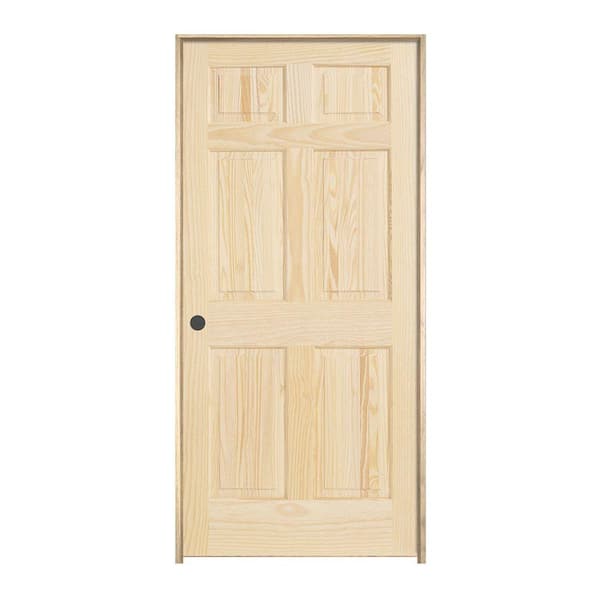 JELD-WEN 28 In. X 80 In. Pine Unfinished Right-Hand 6-Panel Wood Single ...