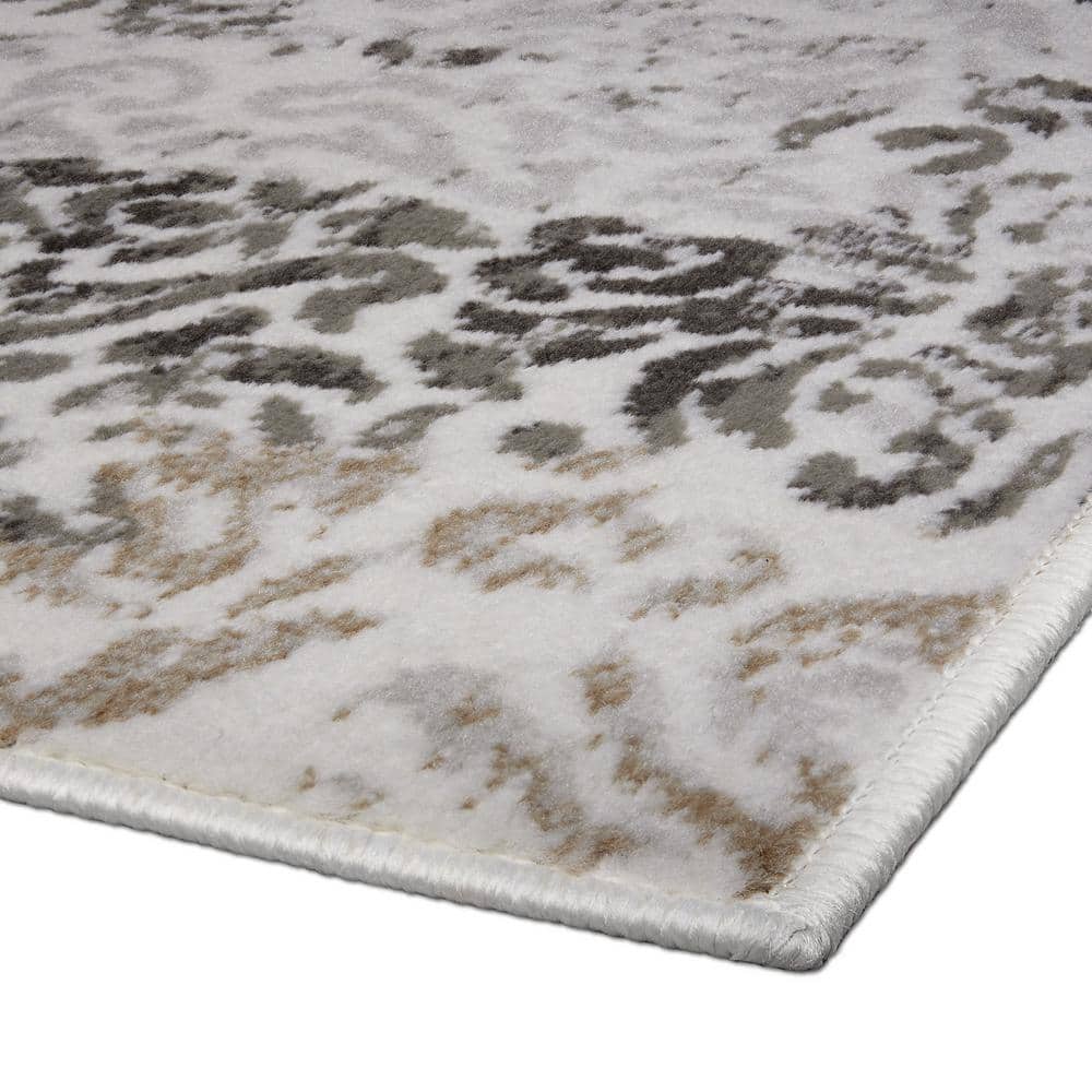 Capri Gray and Beige Synthetic 5 x 8 ft Rectangular Area Rug Set