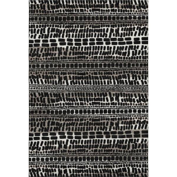 Mayfield Premium Machine Washable Abstract AMF2540 Black 5 ft. x 7 ft. 6 in. Area Rug