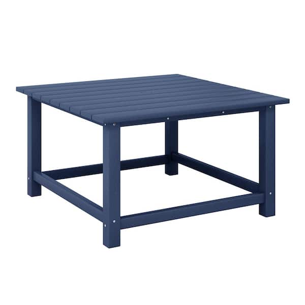 WESTIN OUTDOOR Laguna Outdoor Patio All Weather 31 in. Square HDPE Plastic Conversation Coffee Table in Navy Blue