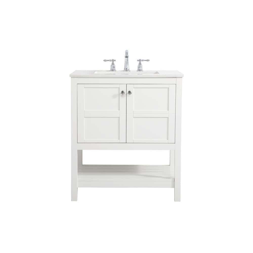 Timeless Home 30 in. W x 22 in. D x 34 in. H Single Bathroom Vanity in Whit