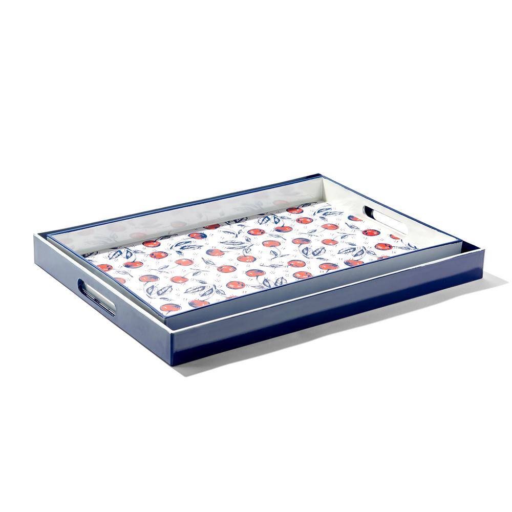Bing Cherries Multicolor Polypropylene Rectangular Serving Tray Set