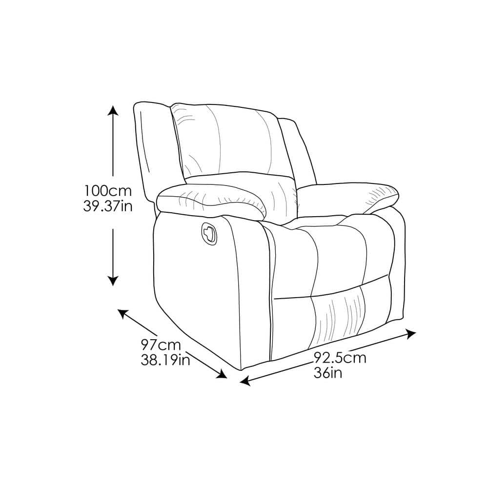Pittsburg Black Faux Leather Manual Recliner with Wood Frame