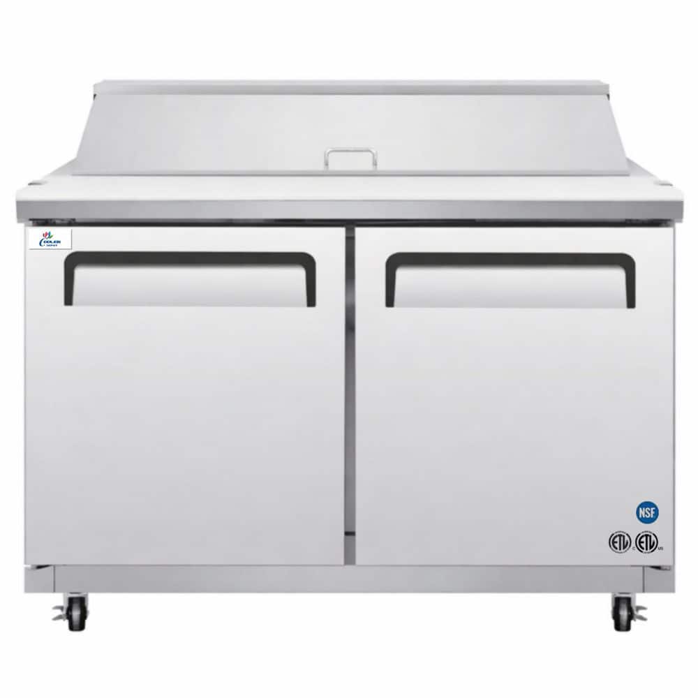48 in. 12.96 cu. ft. Commercial Sandwich Prep Table Refrigerator in Stainless Steel, 12Pans