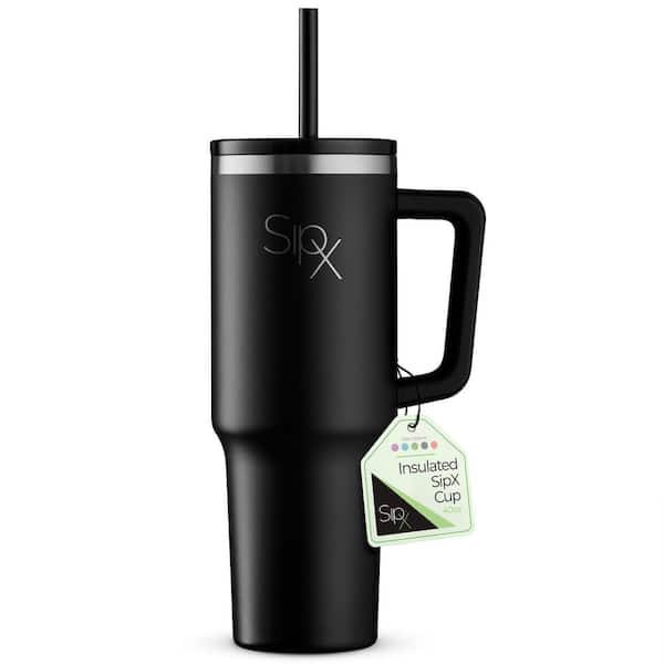 40 oz. - Black, Stainless Steel Insulated Tumbler with Handle and Straw - Vacuum Insulated, Leakproof