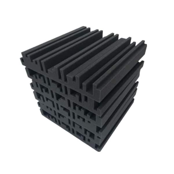 Wellco 2 in. x 12 in. x 12 in. Square Sound Absorbing Acoustic Foam Panels in Black (12-Pack)
