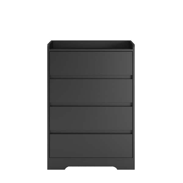 Unbranded 25.59 in. W x 15.75 in. D x 38.38 in. H Black Linen Cabinet Living Room Sideboard Storage Cabinet Drawer Cabinet