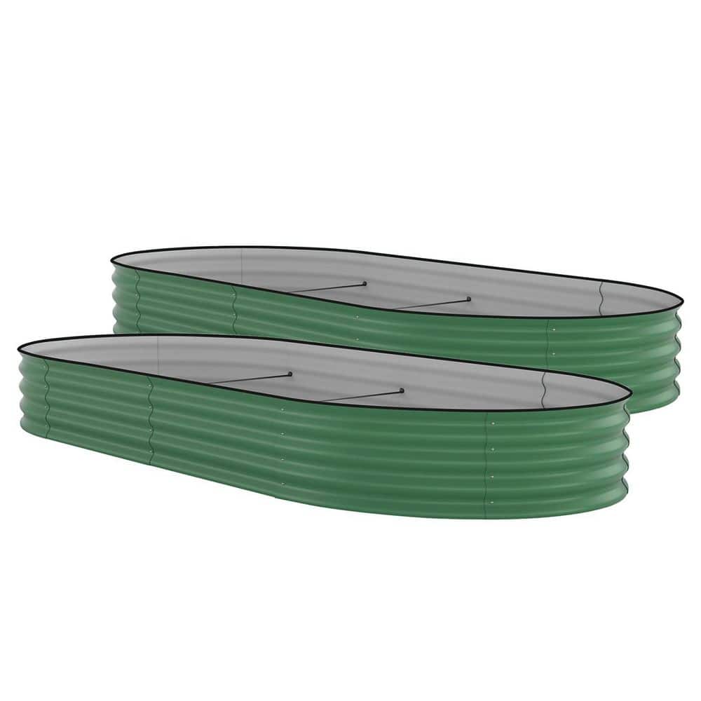 2-Pieces Outdoor Oval Galvanized Steel Green Raised Garden Bed with Open Bottom, 10 ft. x 4 ft. x 1.5 ft. price history on PriceWatchPro