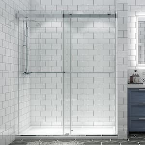 60 in. W x 74 in. H Sliding Frameless Shower Door in Chorme with Clear Glass