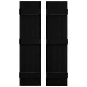 14 in. W x 59 in. H Vinyl Exterior Joined Board and Batten Shutters Pair in Black