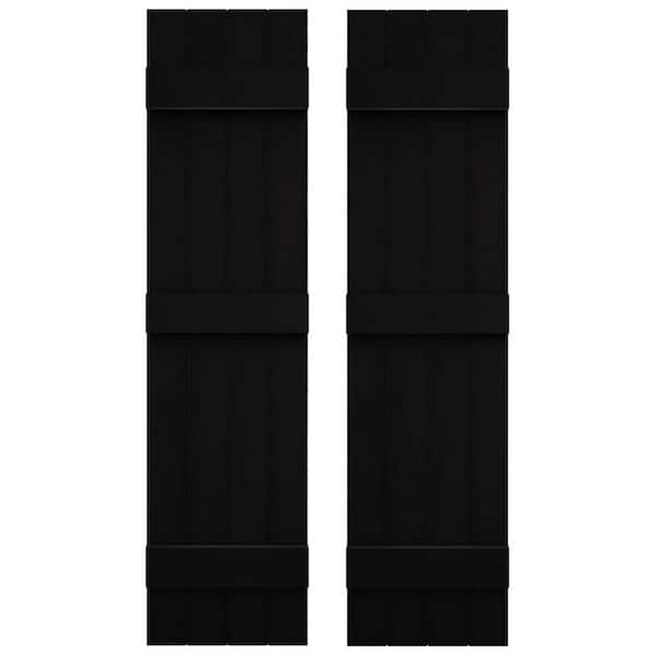 Builders Edge 14 in. W x 59 in. H Vinyl Exterior Joined Board and Batten Shutters Pair in Black