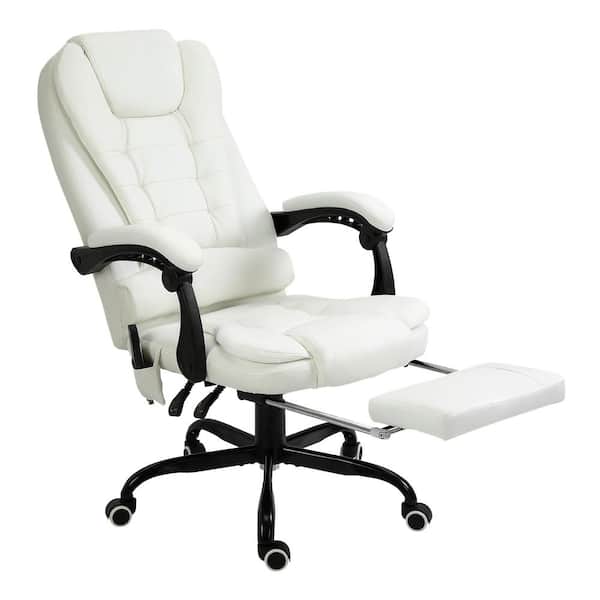 shuttle beet Minachting Vinsetto White PU Steel Sponge PVC ​7-Point Vibrating Massage Office Chair  High Back Executive Recliner with Adjustable Height 921-342V81WT - The Home  Depot