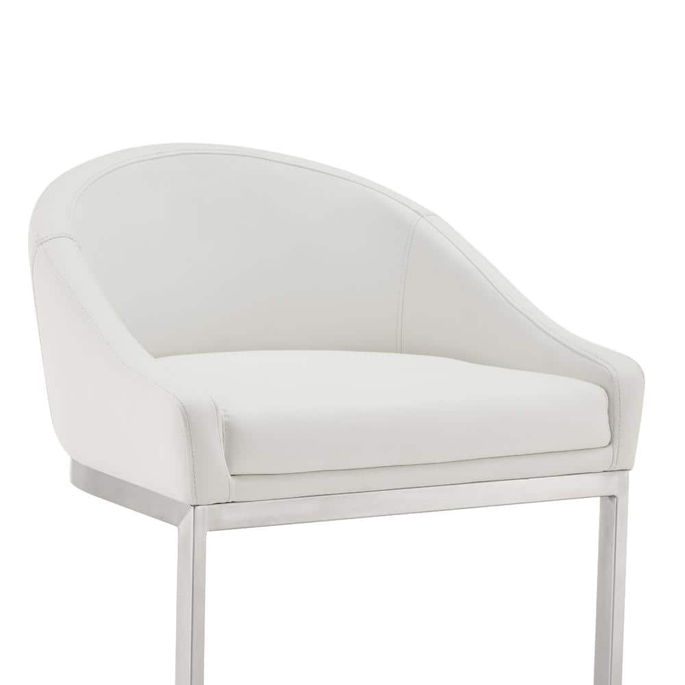 Katherine 30" White Faux Leather Metal Bar Stool