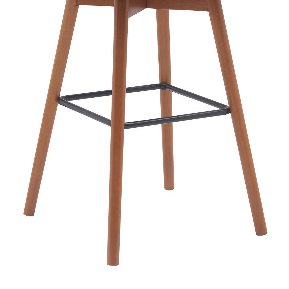 Sicily 30" Cream Faux Leather Walnut Wood Swivel Bar Stool