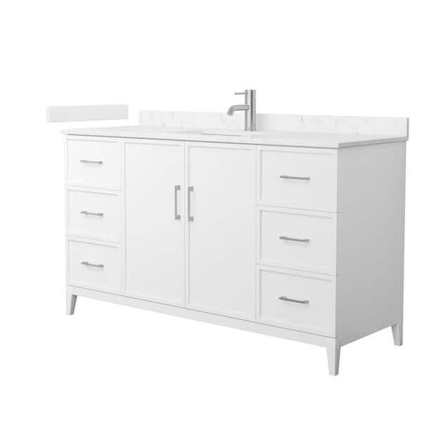Wyndham Collection Elan 60 in. W x 22 in. D x 35 in. H Single Bath Vanity in White with Carrara Cultured Marble Top