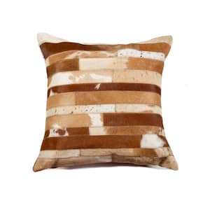 Josephine Brown Striped 18 in. x 18 in. Cowhide Throw Pillow