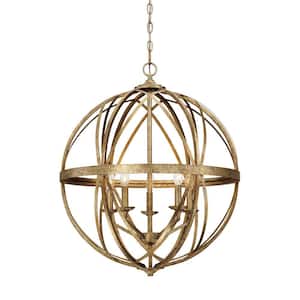 Lakewood Collection 5-Light Vintage Gold Sphere Pendant