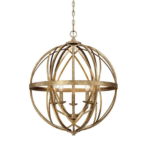 Millennium Lighting Lakewood Collection 5-Light Vintage Gold Sphere Pendant